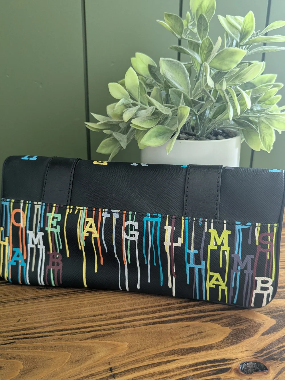 L.A.M.B. Black Multicolor Letter Print Clutch
